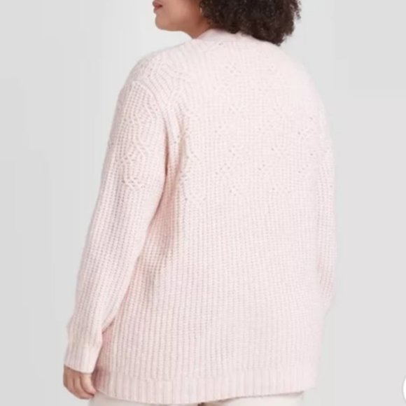 Ava & Viv Open Neck Textured Cardigan Blush Pink - Picture 2 of 5